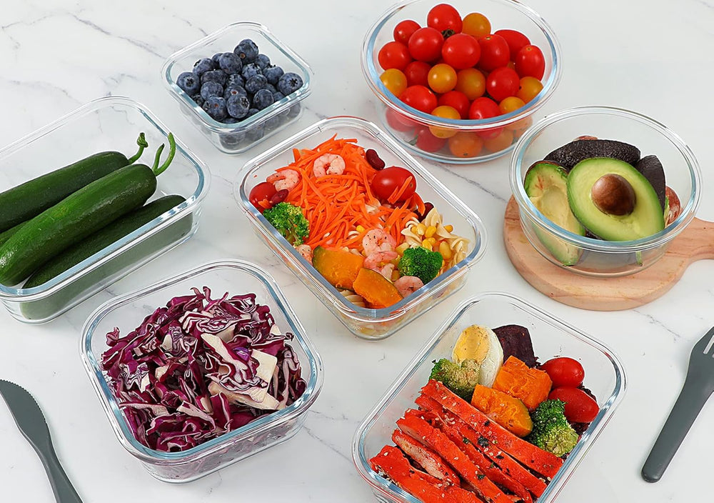M MCIRCO 24 Piece Glass Food Storage Containers with Lids,Gray