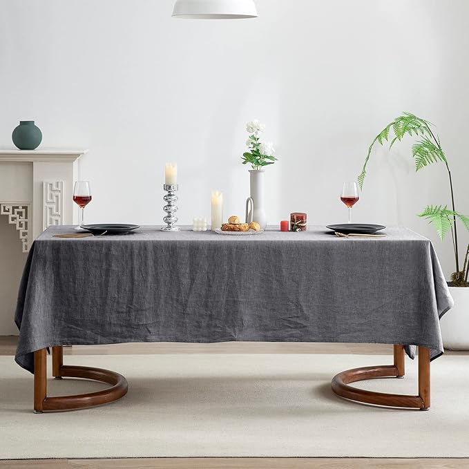EVERLY 100% Pure Linen Rectangle Tablecloths 60x108Inches for Dining,Buffet P...