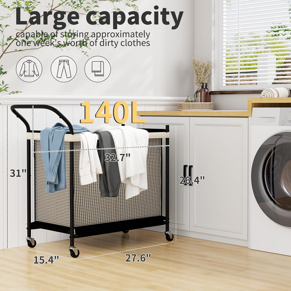Laundry Hamper with Wheels,Laundry Basket with Removable and Washable Liner B...