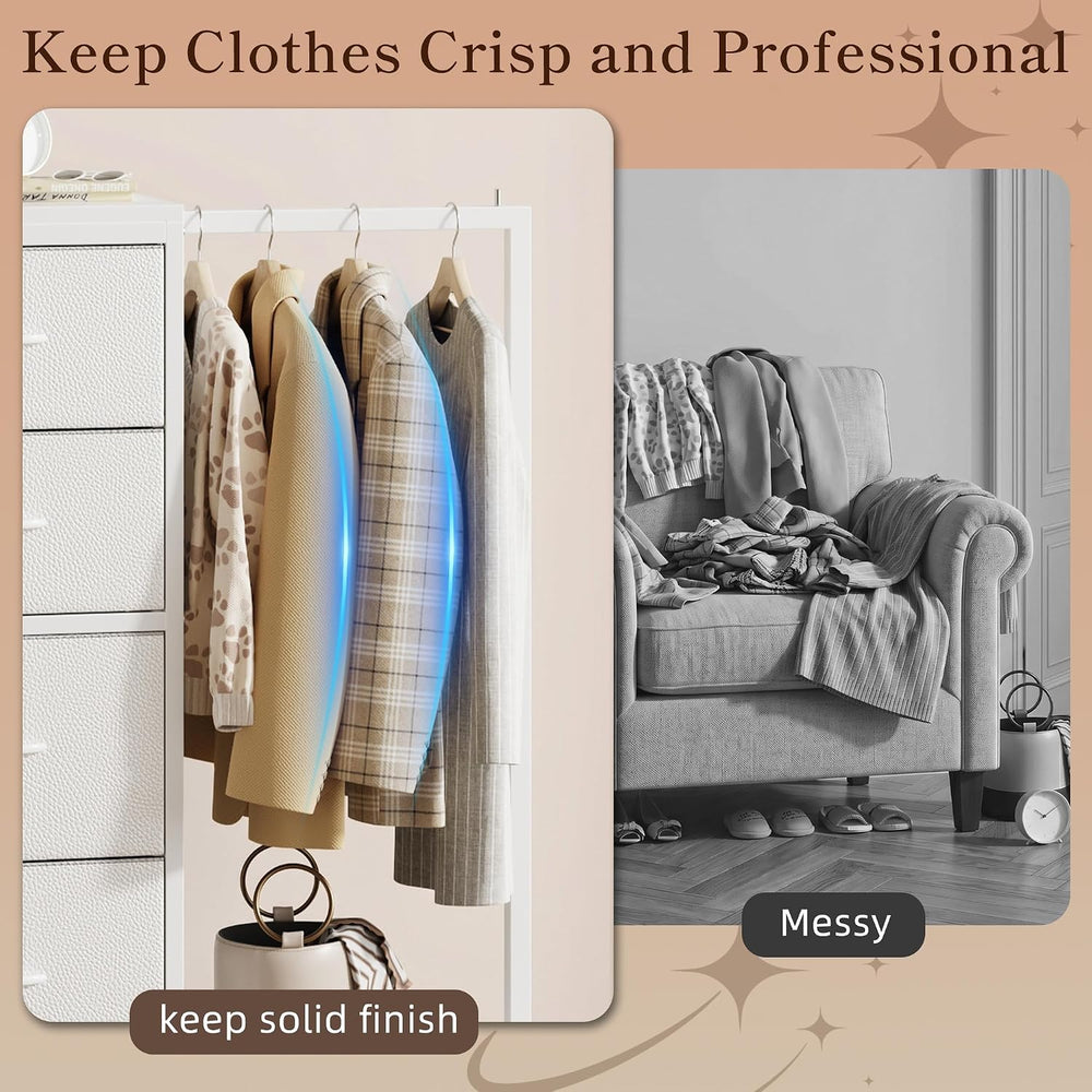 HIGDBFE Tall Dresser 44''H with Hanging Rack, 4 Drawers Small Closet ...