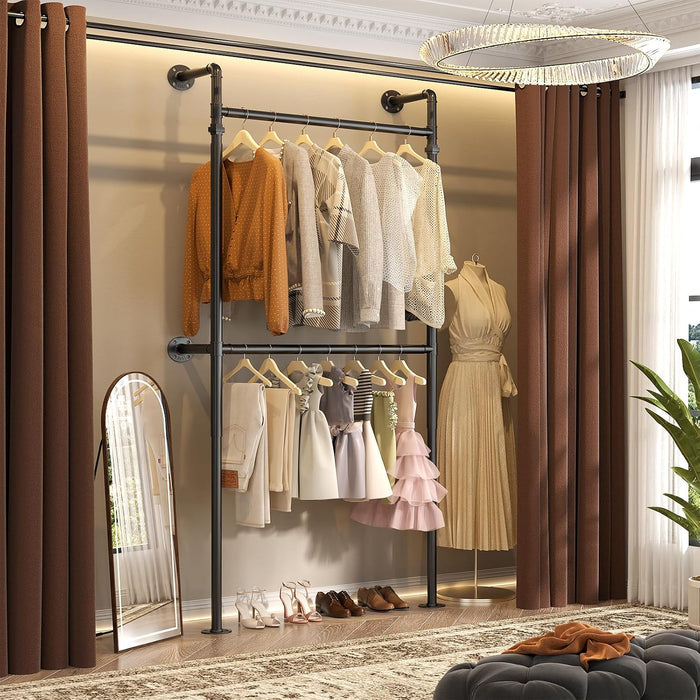 Aheaplus Industrial Pipe Clothing Rack, Reversible 3.5FT Clothes Rack