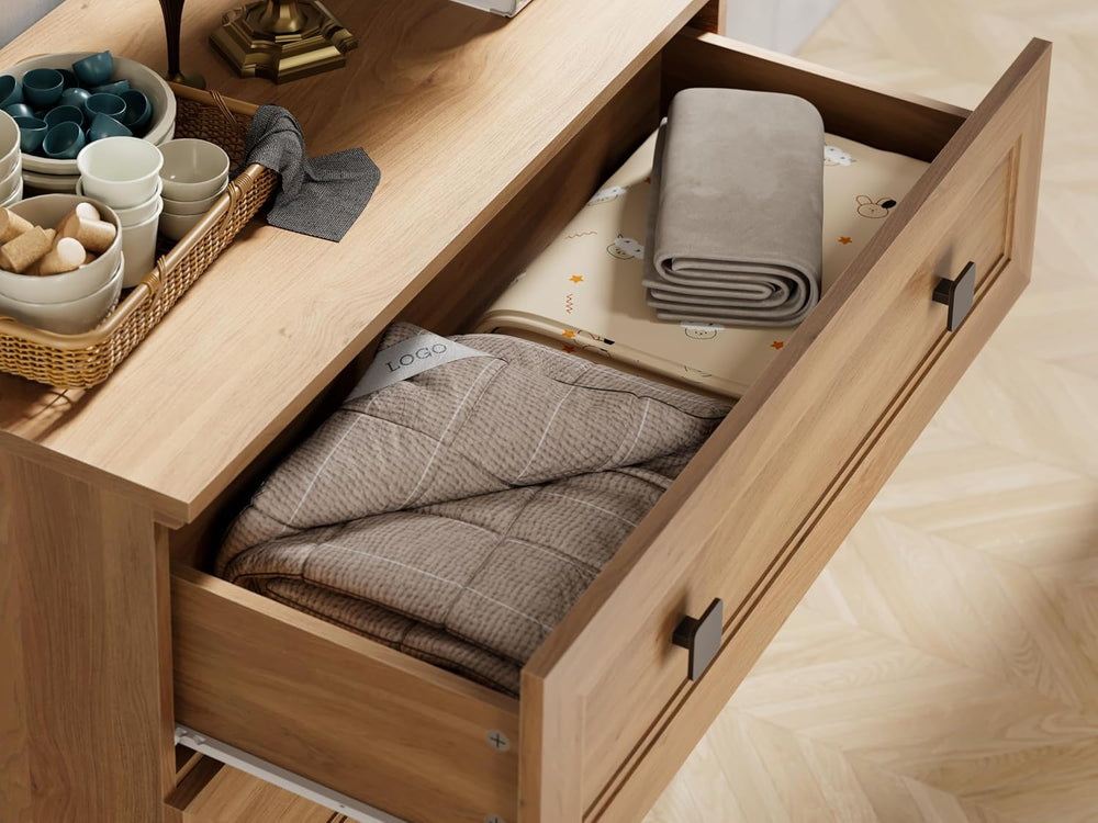 FENSULN Modern Drawer Dresser for Bedroom with 6 Drawers, 2 in 1 Chest of Dra...
