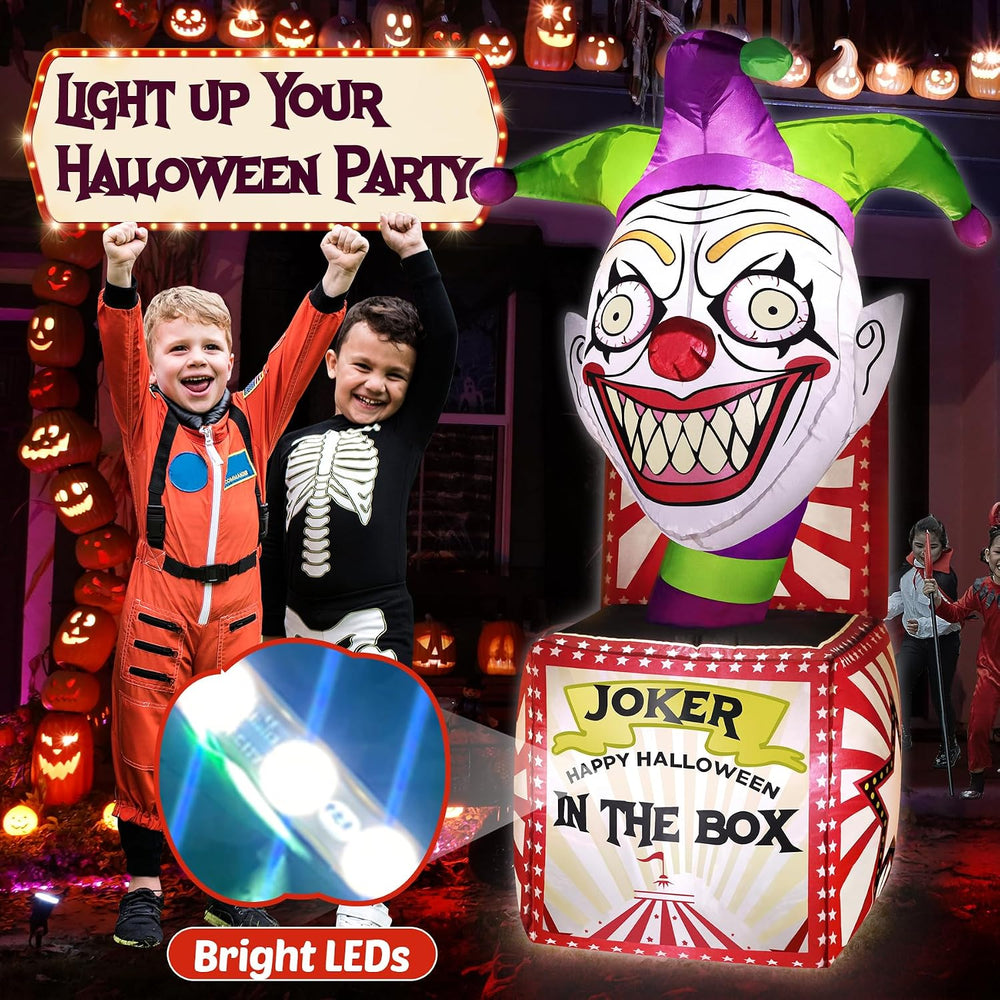 zukakii 4FT Halloween Inflatables Clown Box with Bright LED Lights, Vivid Des...