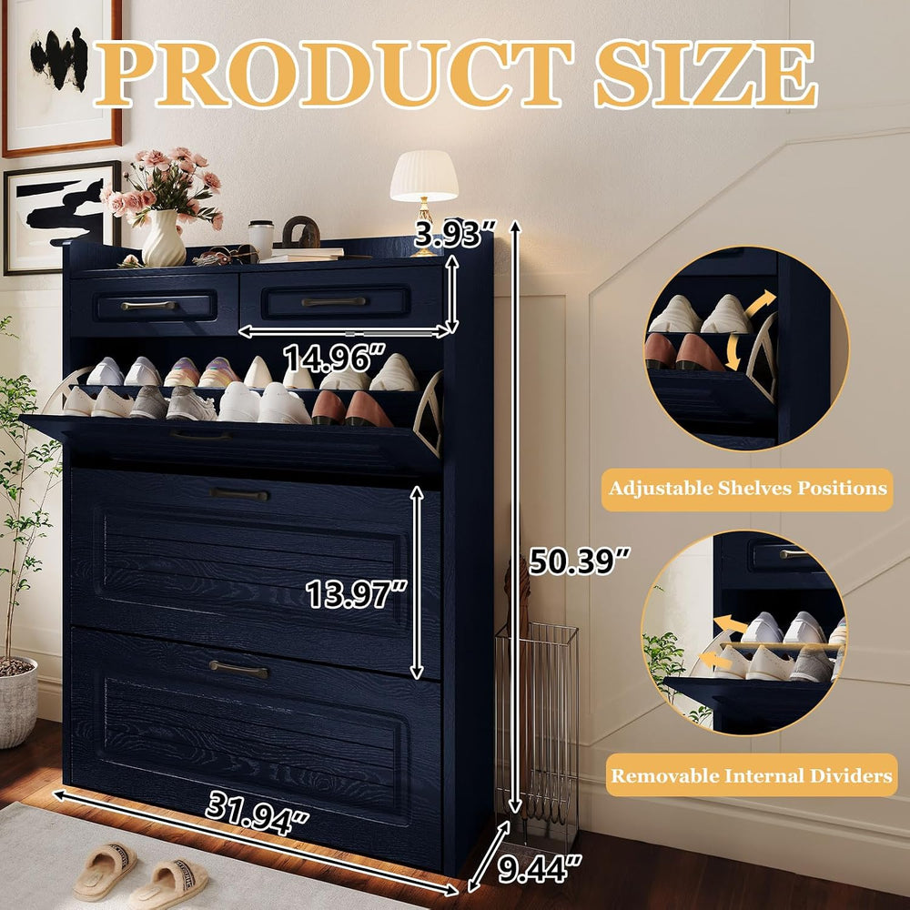 ODUWA Shoe Cabinet with 3 Flip Drawers and 2 Storage Drawers, Shoes Organizer...