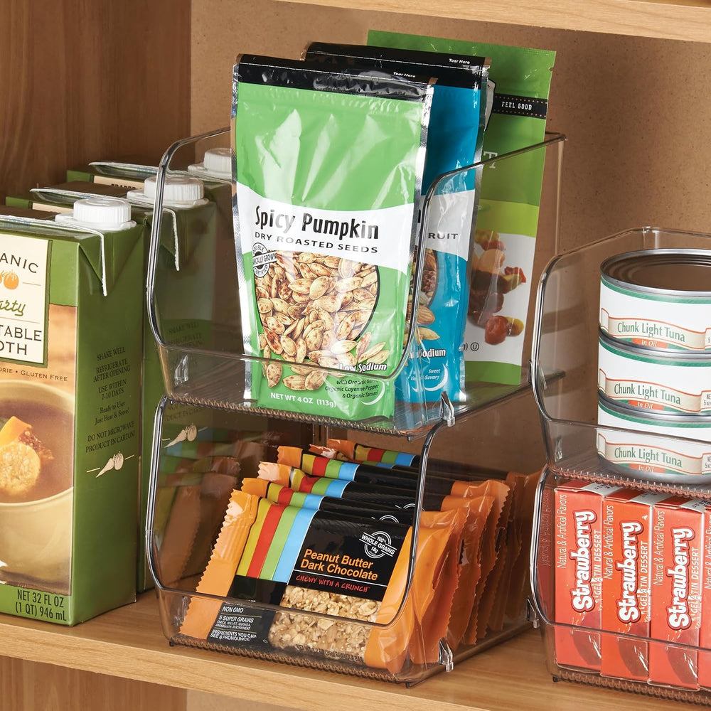 iDesign Stackable Open-Front Storage Bins, Set of 6, Clear
