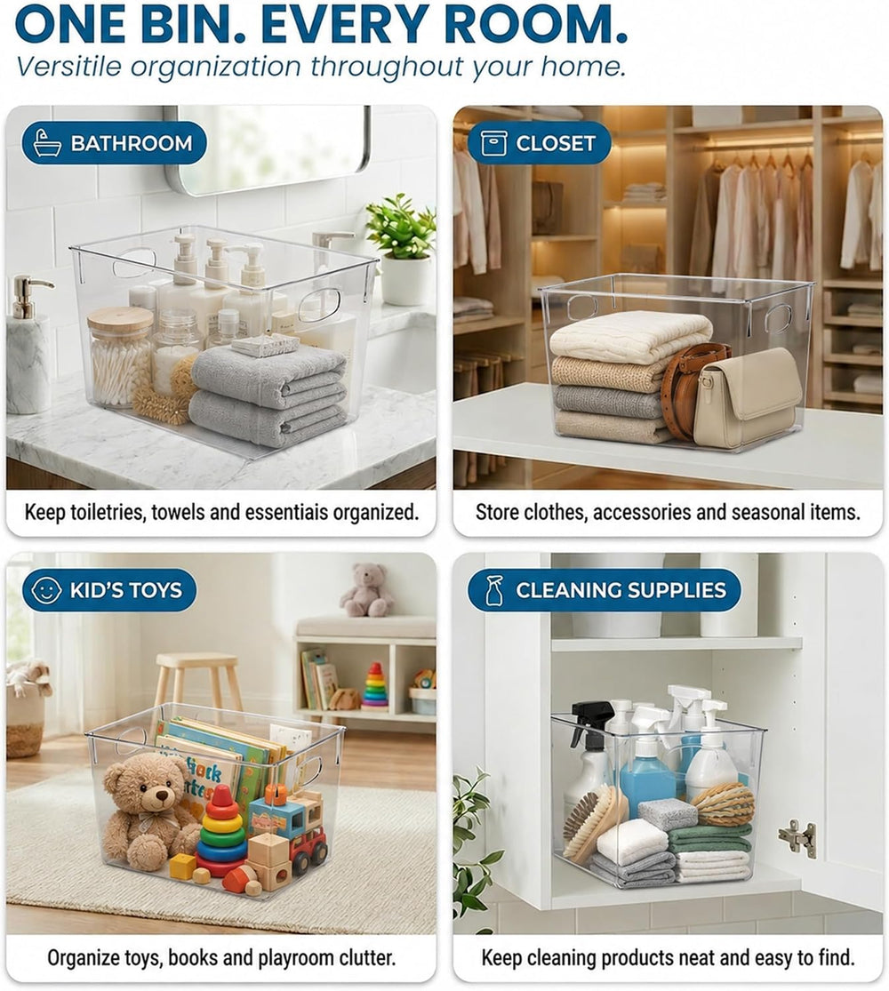 Sorbus Clear Storage Bins for Cube Shelves & Closets (Extra Large, 4 Pack)