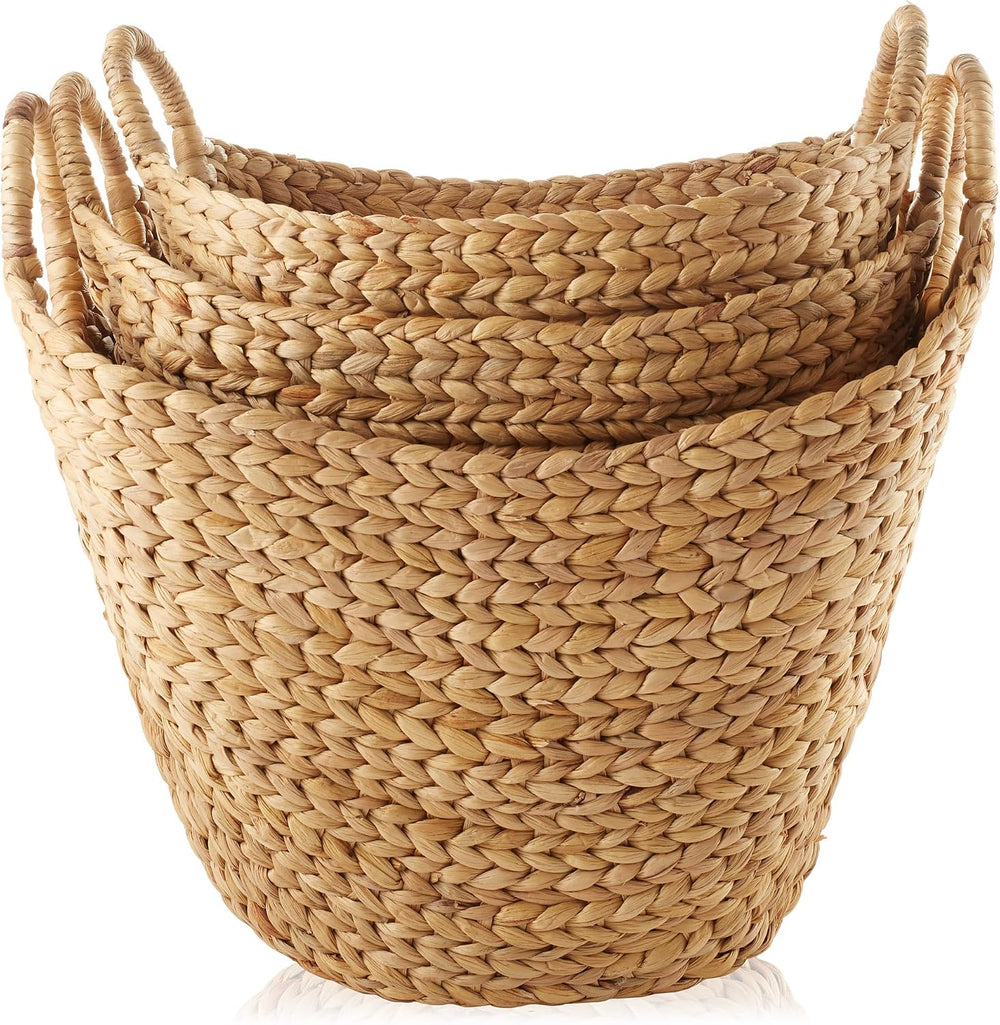 Casafield Set of 3 Multipurpose Boat Baskets with Handles - Natural, Woven Wa...
