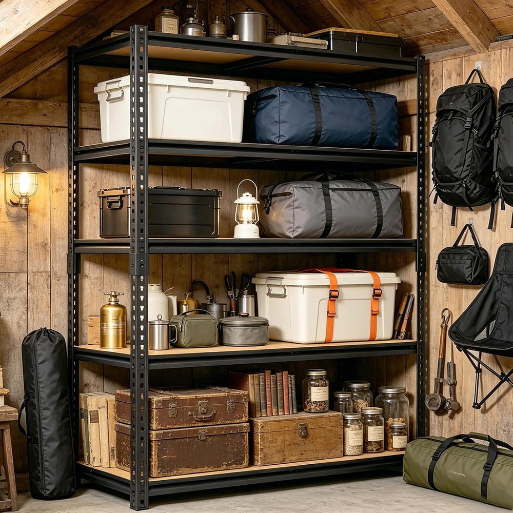 72" H Heavy Duty Garage Shelving, 2400LBS Capacity 5-Tier Storage Shelve...