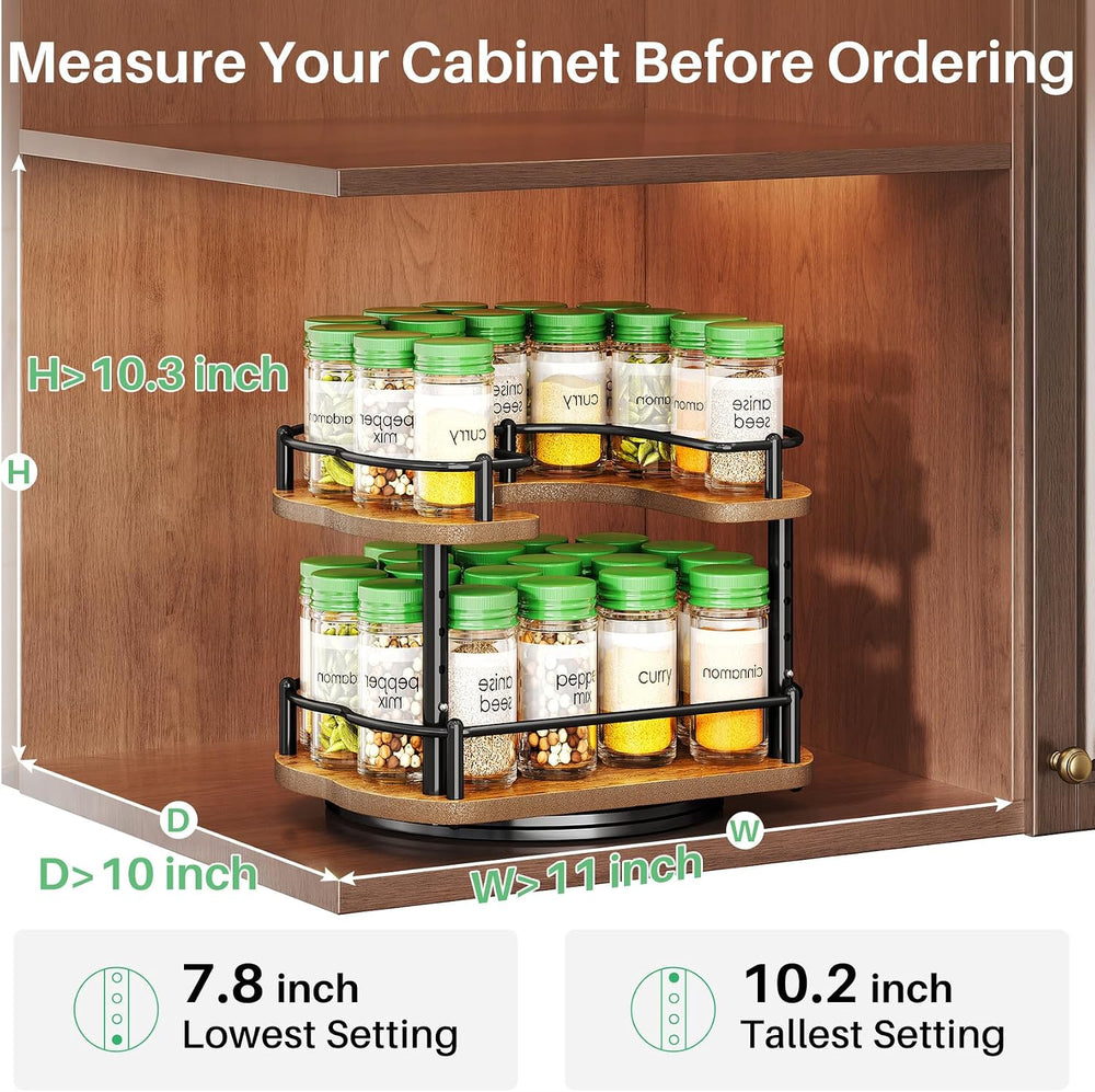 SNTD Spice Organization for Cabinet, Lazy Susan Spice Rack, 10 in, Black