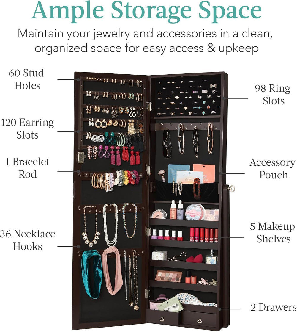 Best Choice Products Freestanding Jewelry Armoire Cabinet, Full Length Standi...