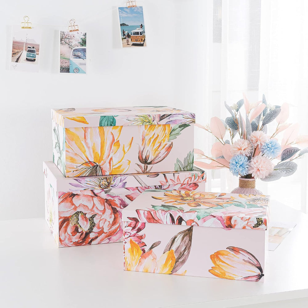 Soul & Lane - Beauty in Bloom Decorative Storage Boxes with Lids, Set of 3