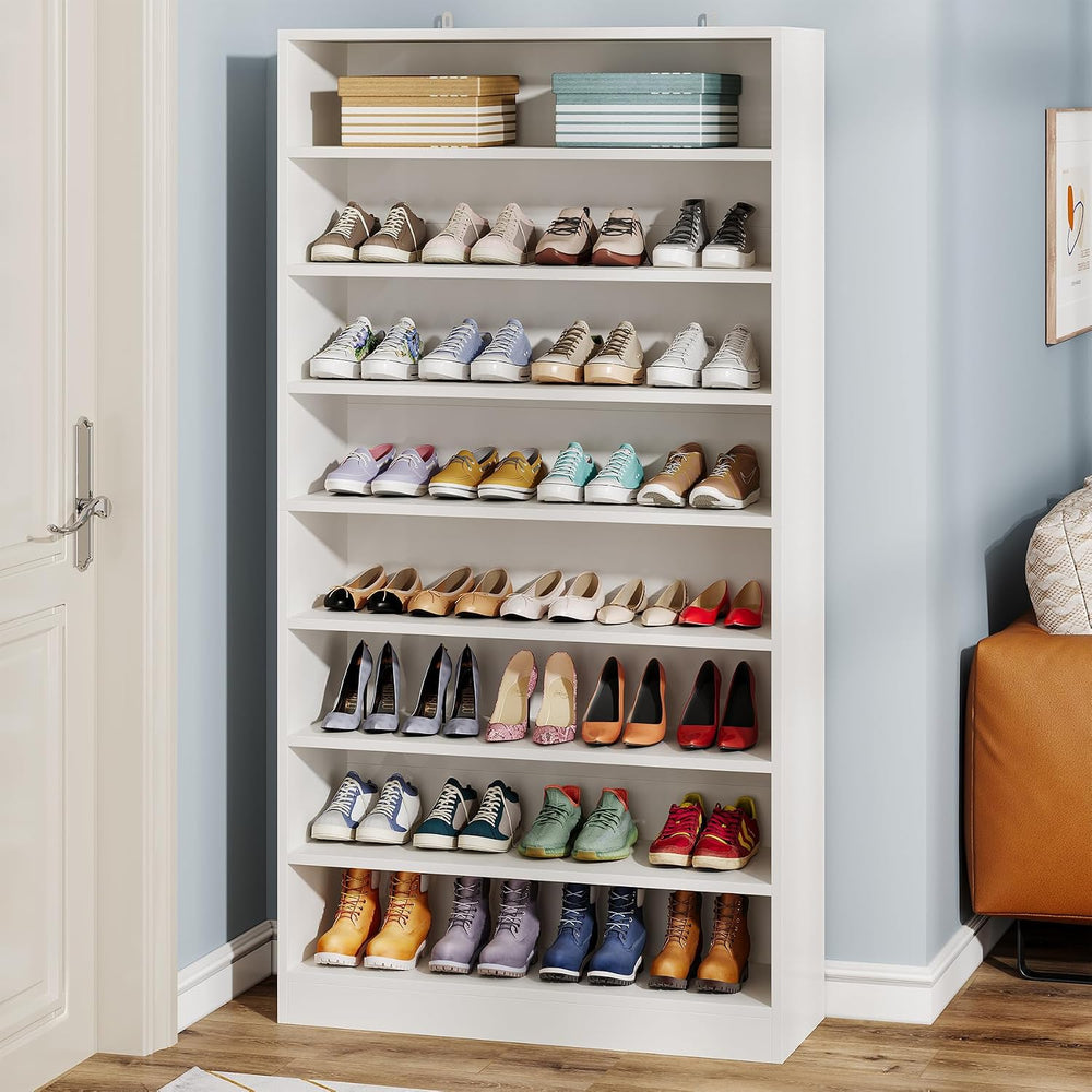 Tribesigns Tall Shoe Cabinet, Wood Freestanding 9-Tier 40-45 Pairs Shoe Stora...