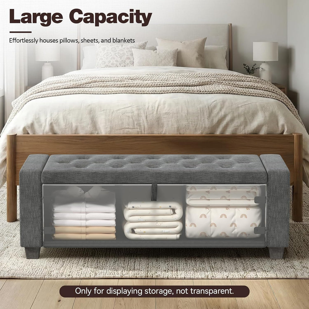 48" Storage Ottoman Bench, Dark Gray
