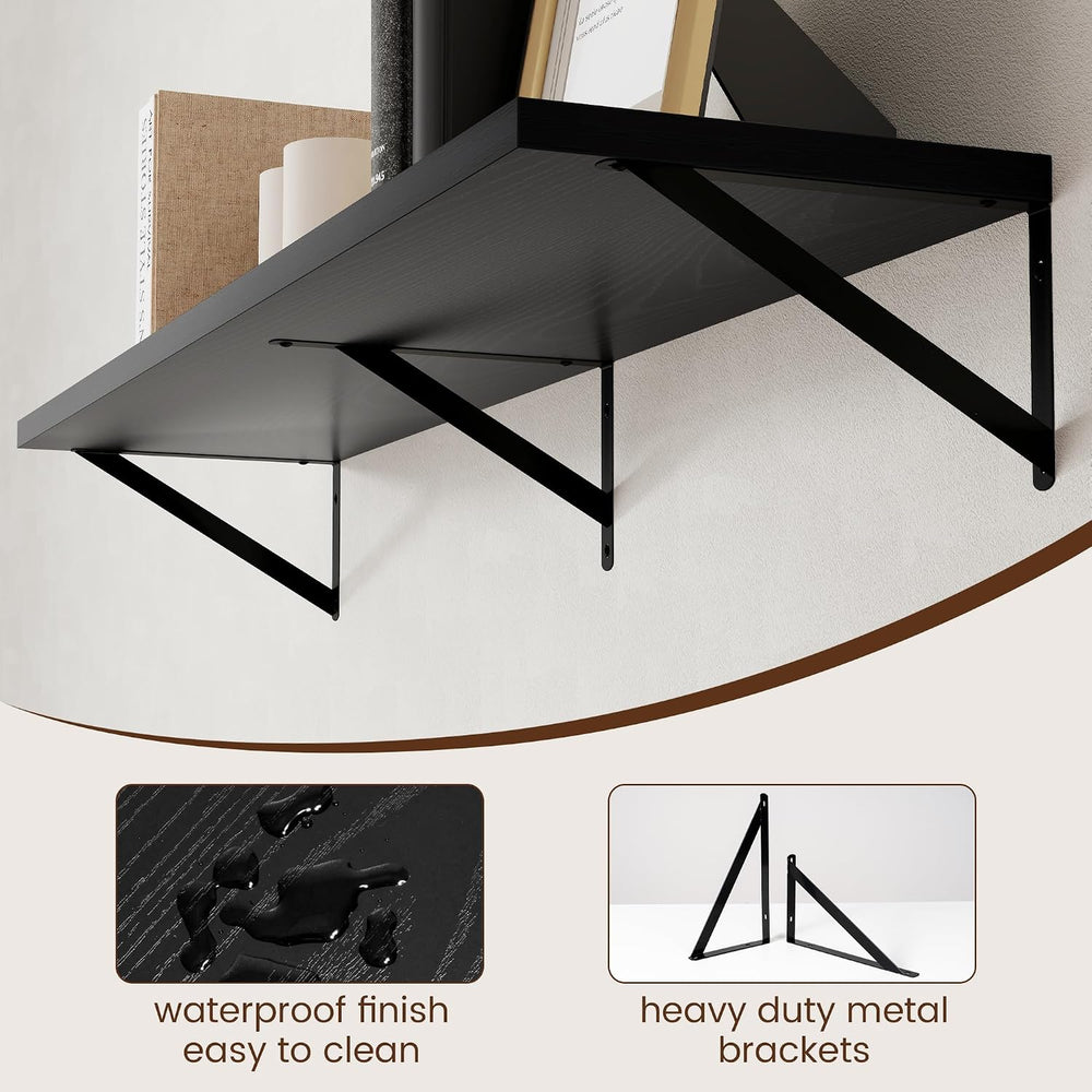 Axeman Floating Shelves for Wall Black- 48 Inch Wide x 12 Inch Deep Wall Shel...