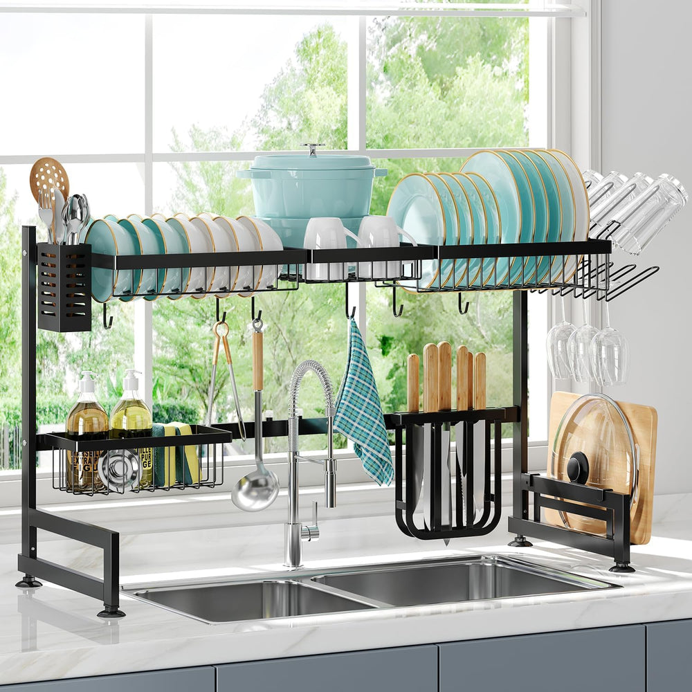 MAJALiS 2 Tier Extra Large Stainless Steel Over The Sink Dish Drying Rack