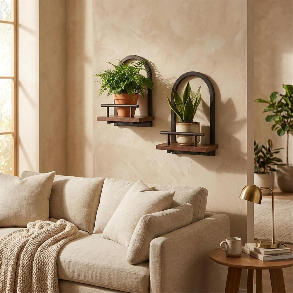 Amaoot Floating Shelves Set for 3, Wall Plant Holder Shelf, Wall Planters