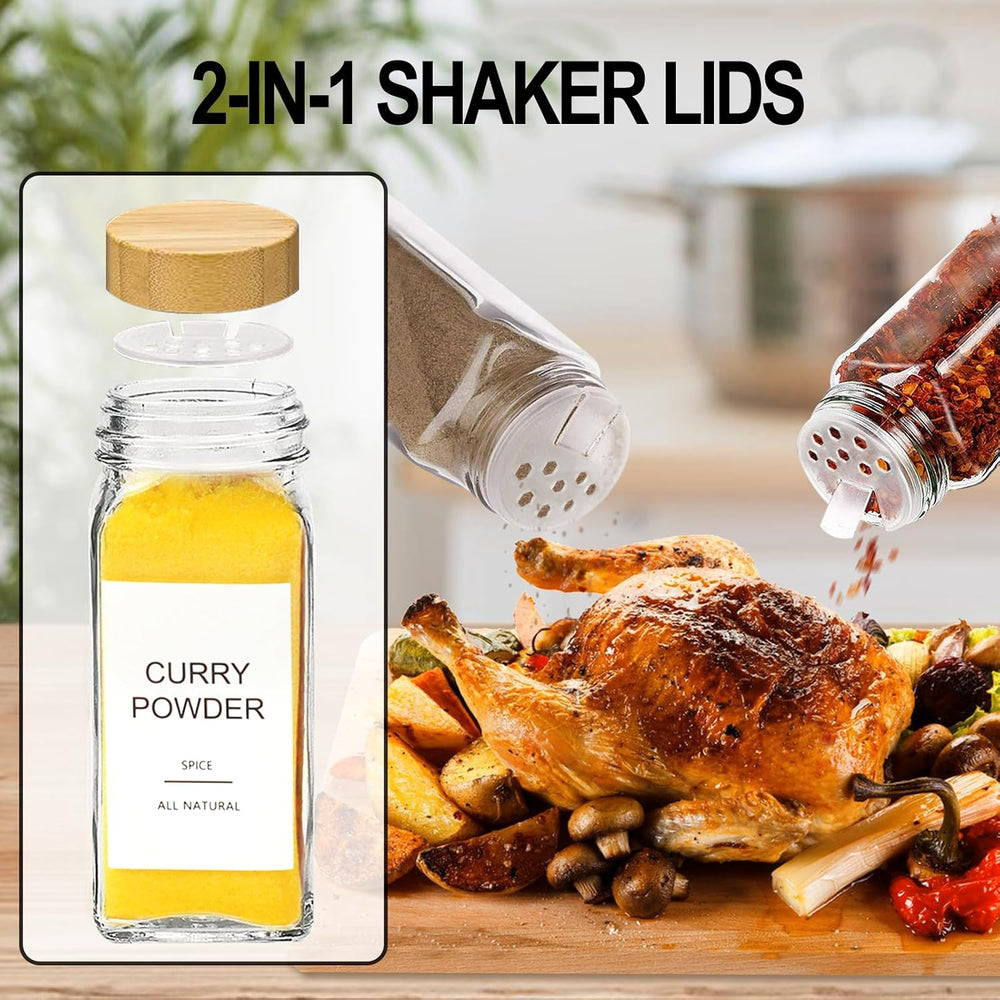 AISIPRIN Glass Spice Jars with 398 Labels, 24 pcs 4oz Spice Containers with B...