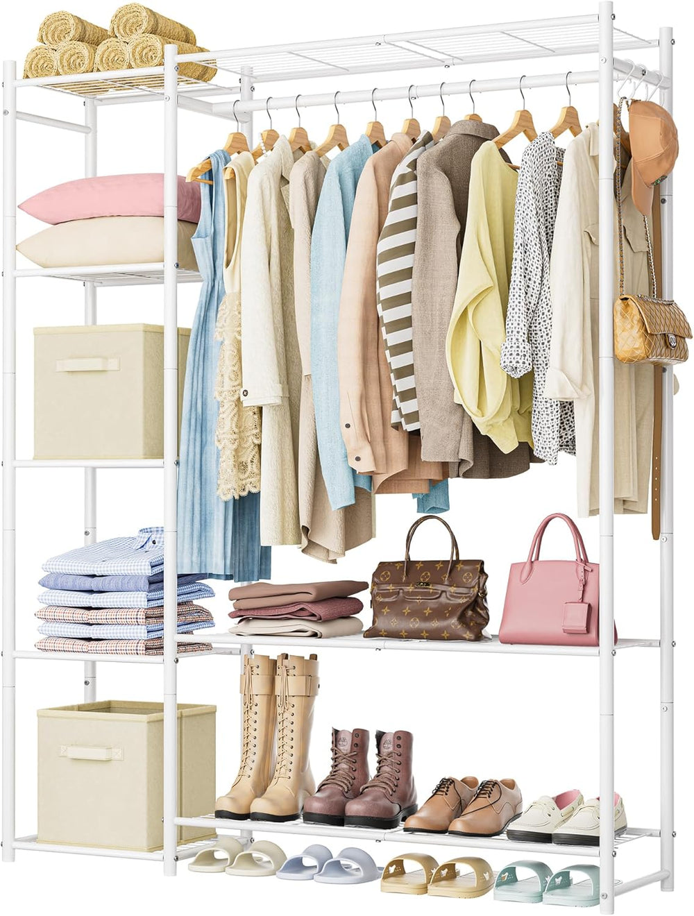 HOMIDEC Wardrobe Closet,Portable Clothes Rack with 4 Tiers Shelves