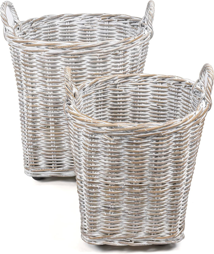 happimess Arbour Nesting Storage Baskets, White Wash/Kubu Gray, Set of 2