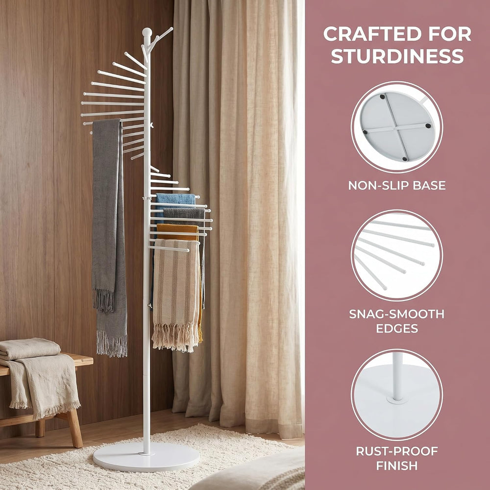 67" Freestanding Spiral Scarf Organizer - 30 Rods Metal Holder, Space Sa...