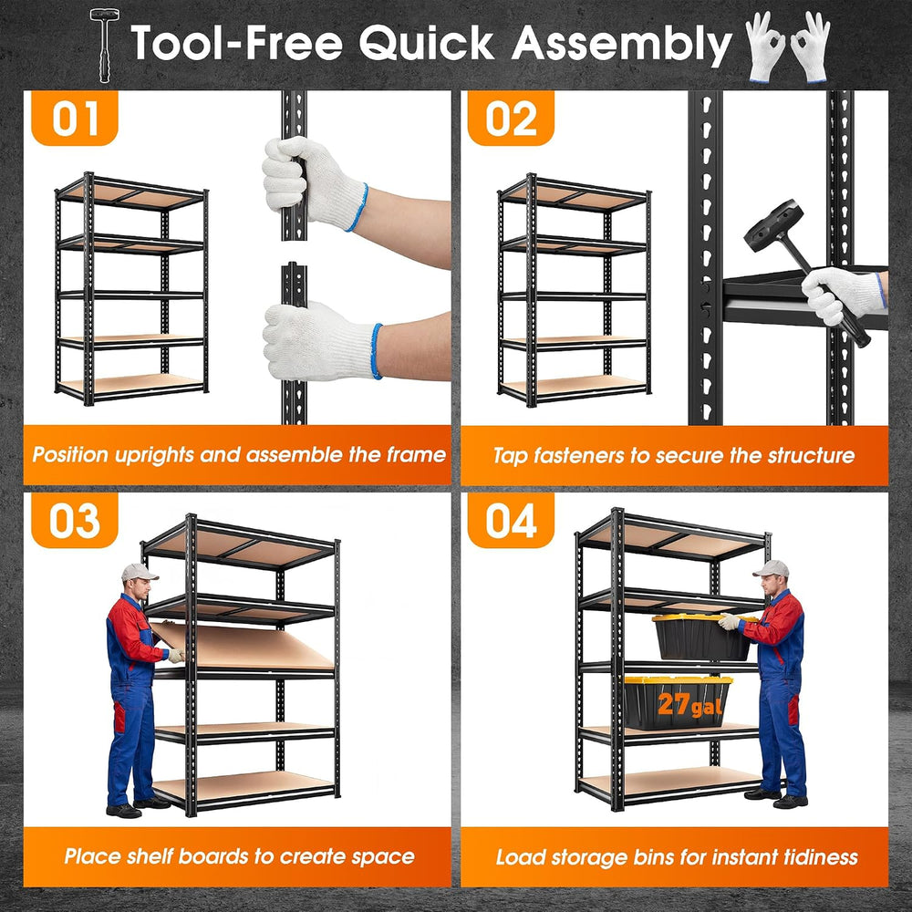 2000LBS Storage Shelves Heavy Duty,5-Tier Metal Shelving Unit for Pantry Gara...