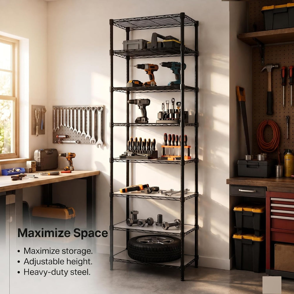 Finnhomy 8-Tier Wire Shelving Unit Adjustable Steel Wire Rack Shelving, 80.7 ...
