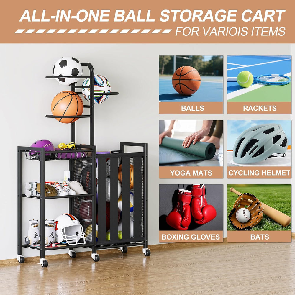 Homeiju Ball Storage Sports Equipment Garage Organizer with Ball Holder