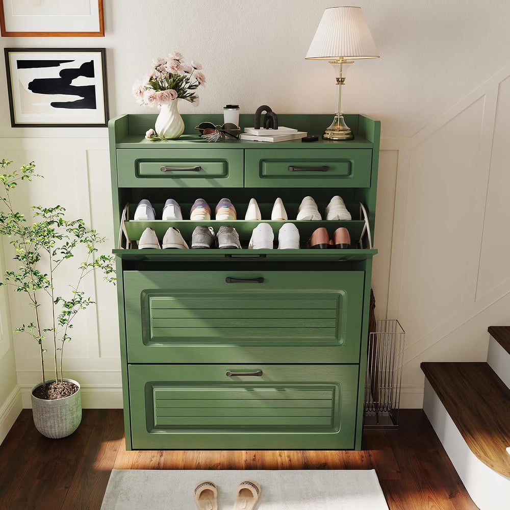 Shoe Cabinet for Entryway with 3 Flip Drawers & 2 Top Drawers