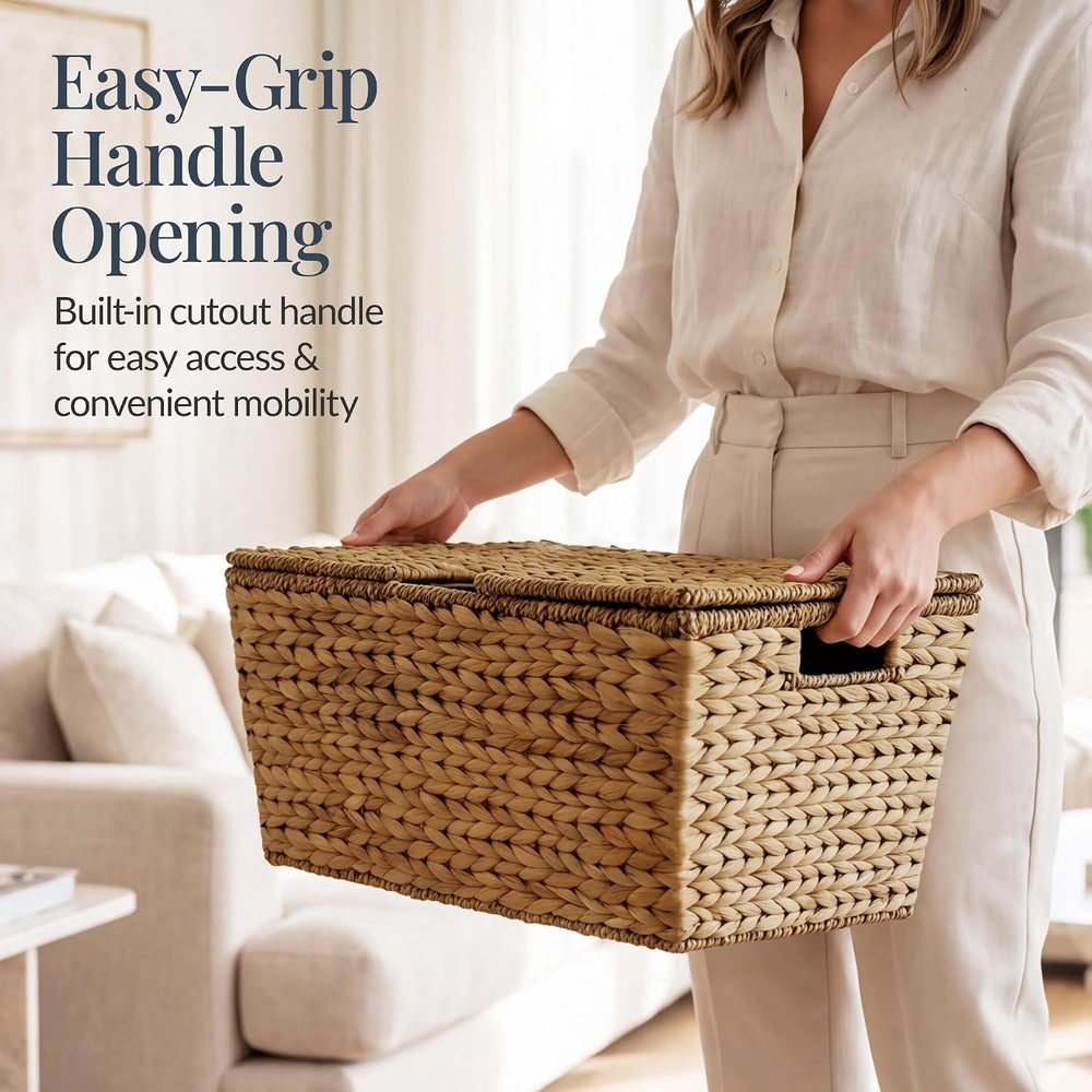Best Choice Products Set of 2 X-Large & Medium Woven Storage Baskets W/Li...