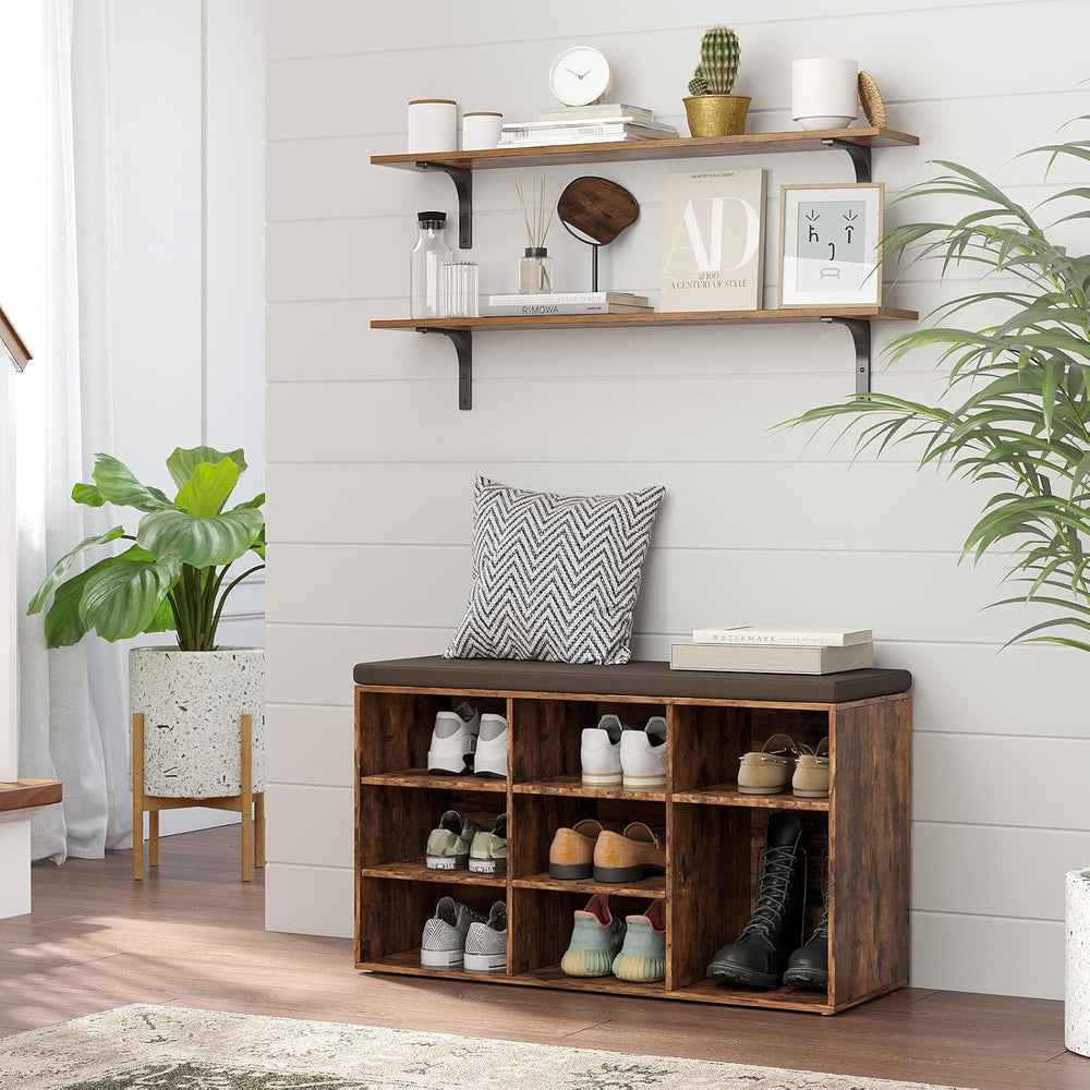 DINZI LVJ Long Wall Shelves, 39.4Inch Wooden Wall Mounted Shelves, Set of 2