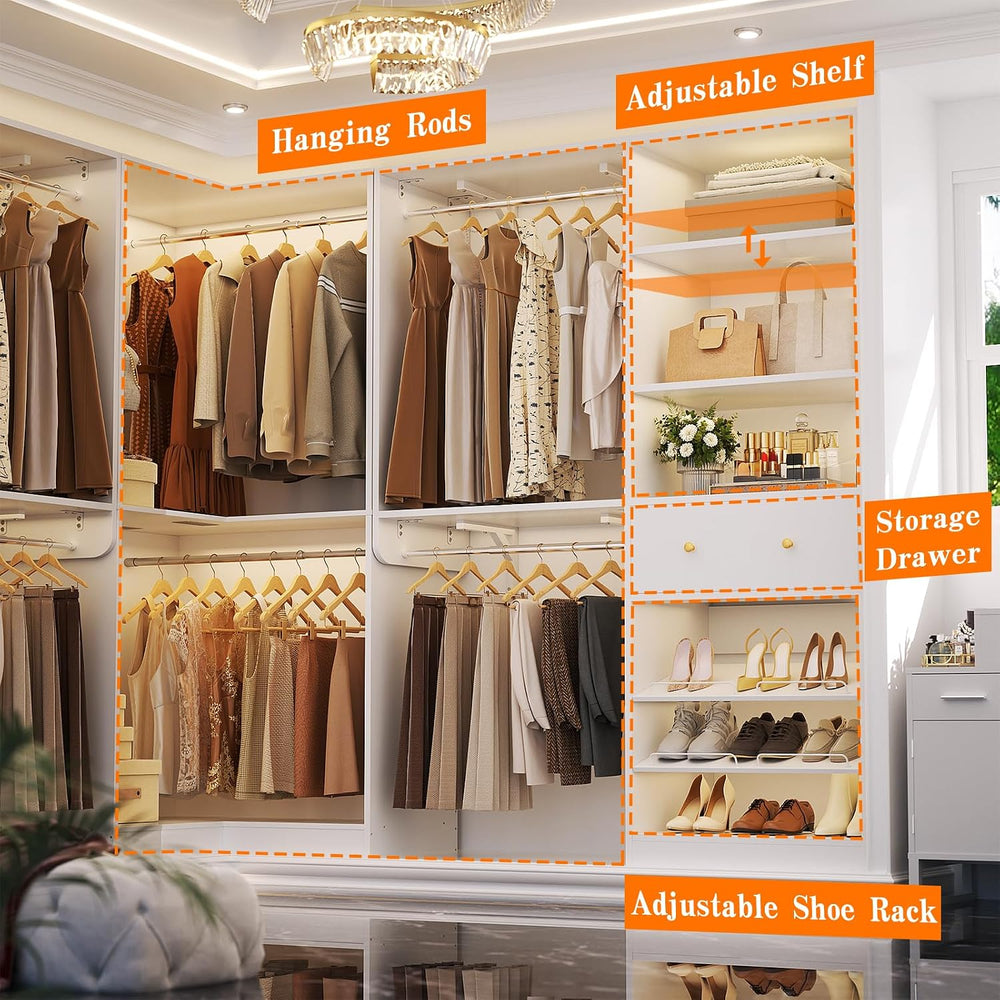 Armocity Closet System Set of 3 - Corner Closet Organizer System with 2 Drawe...