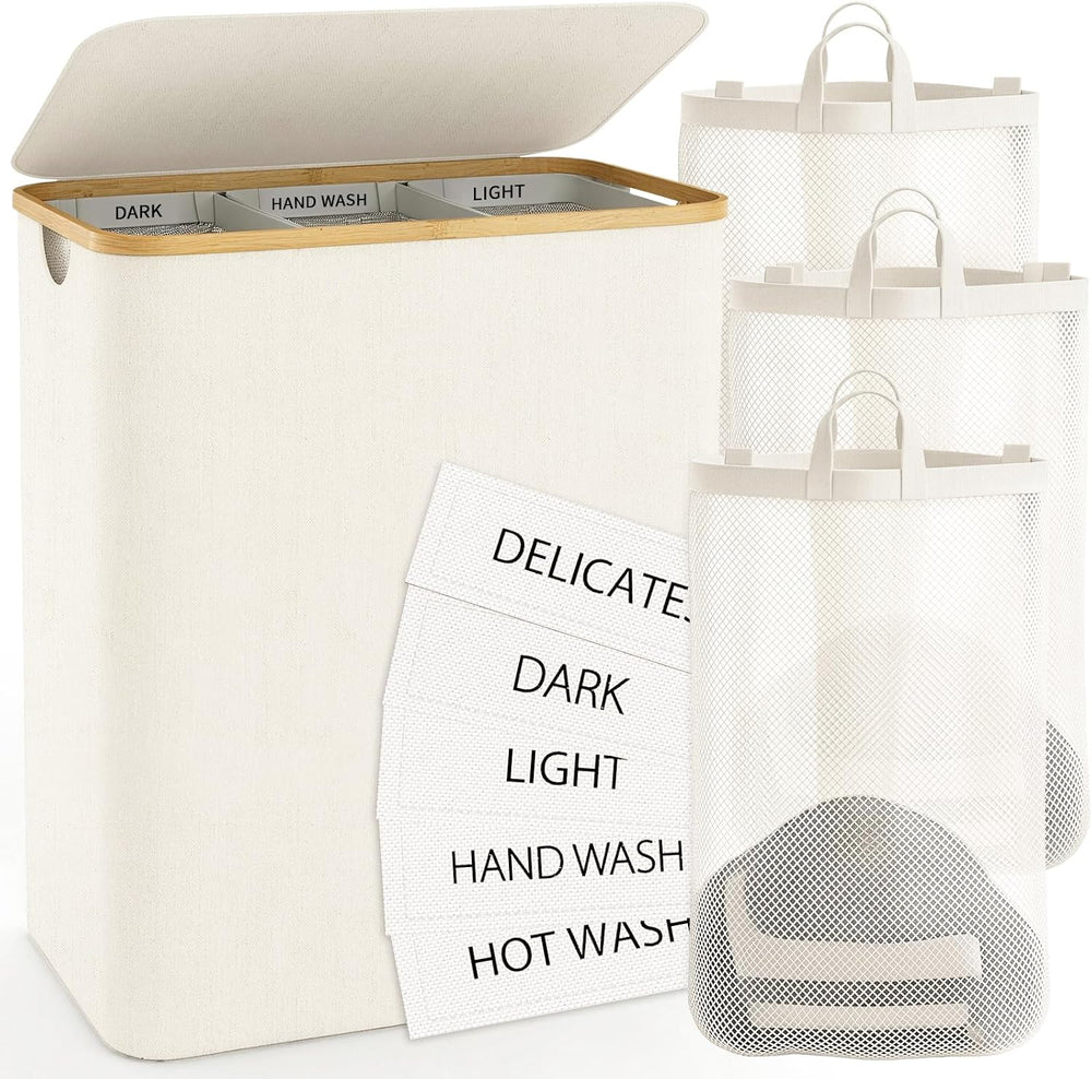 Hampers for Laundry Basket with Lid, 160L Large Laundry Hamper 3 Section