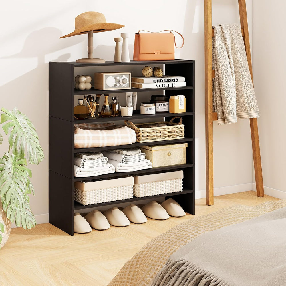 COSTWAY 6-Tier Shoe Rack, Extra Wide Shoe Shelf Organizer
