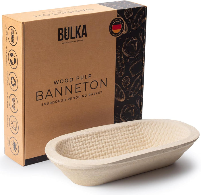 Bulka Sourdough Banneton Bread Proofing Basket Large 12" Oval Waffle 1kg