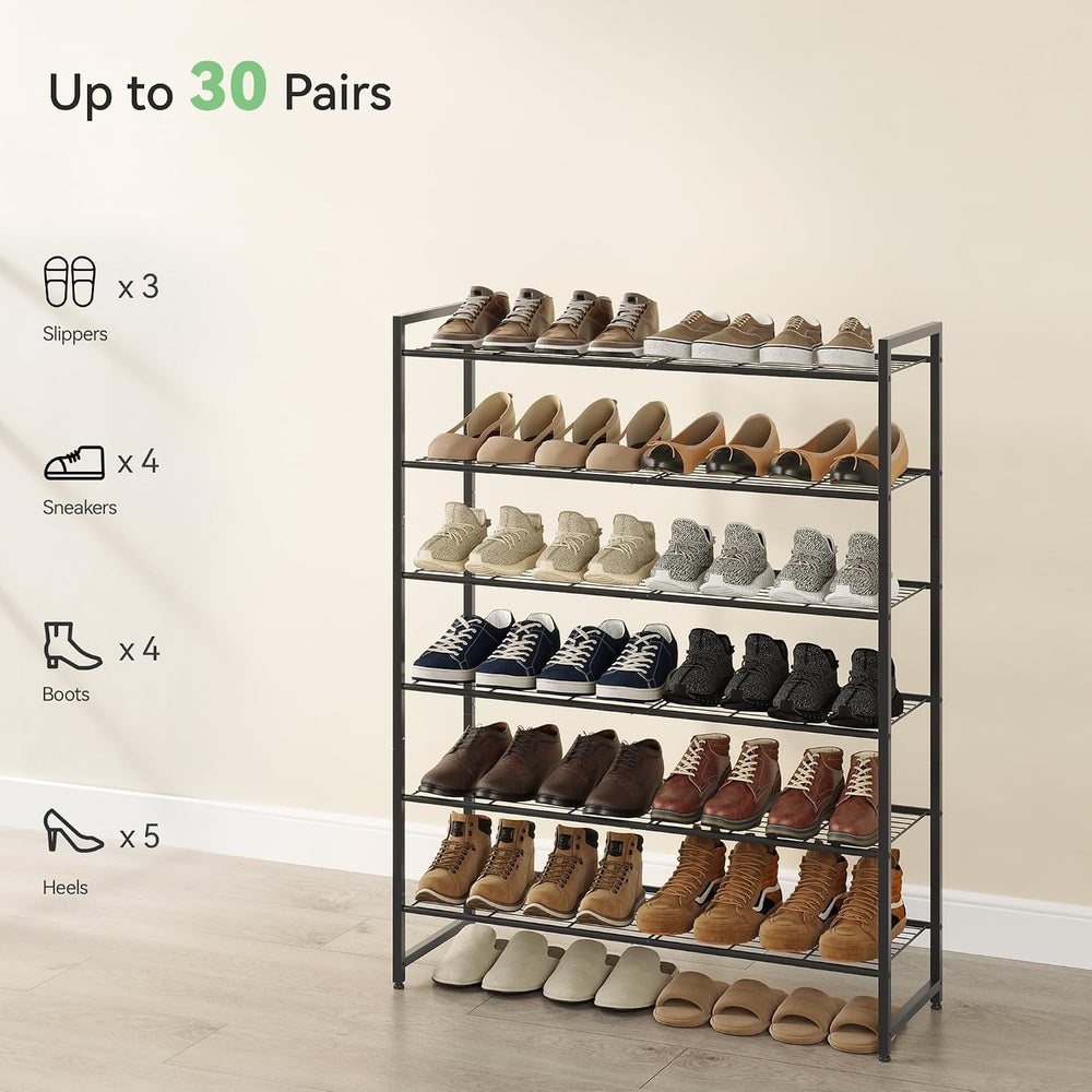 Nunsino Shoe Rack, Metal Shoe Organizer, 6 Tier Garage Shoe Rack Max Holds 30...