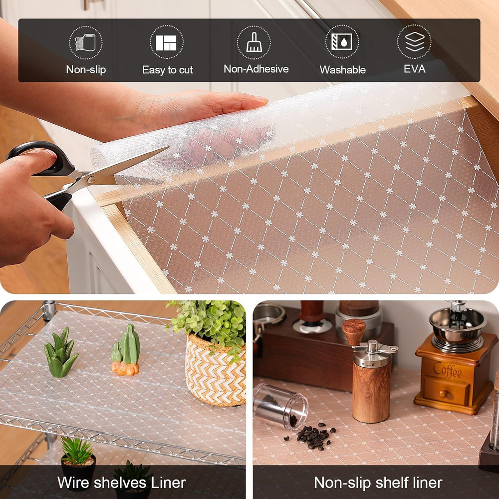 Cooyes Shelf Liner Non-Adhesive EVA Cabinet & Drawer Liner 11.8" x 3...