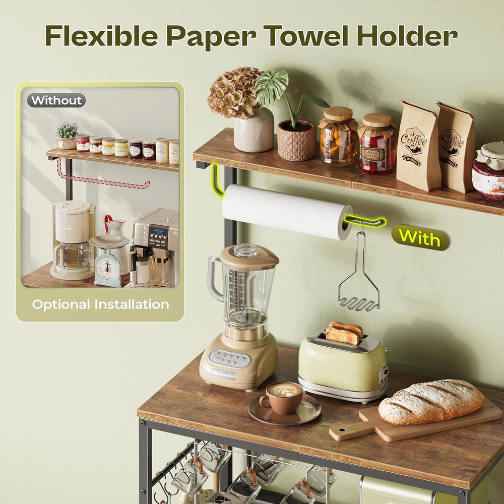 Huuger 4-Tier Bakers Rack with Reversible Power Outlet, 23.6 Inch Microwave S...