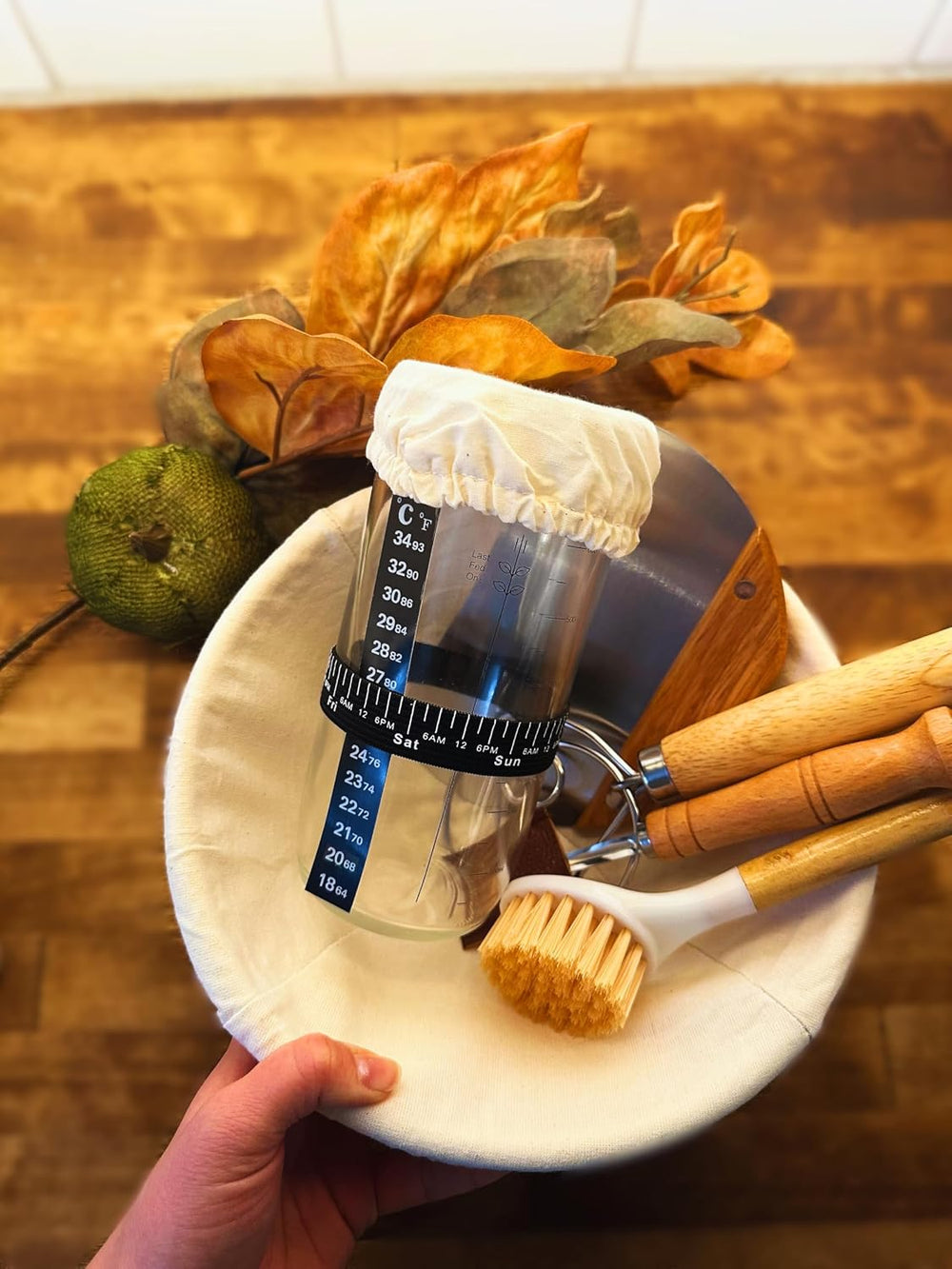 Sourdough Starter Kit - Banneton Bread Proofing Basket Set with Liners, Sourd...