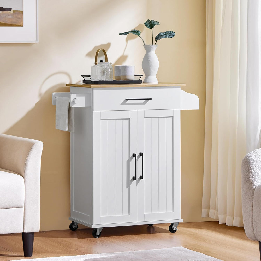 Yaheetech 32" W Kitchen Island Cart with Storage, Adjustable Shelf, White