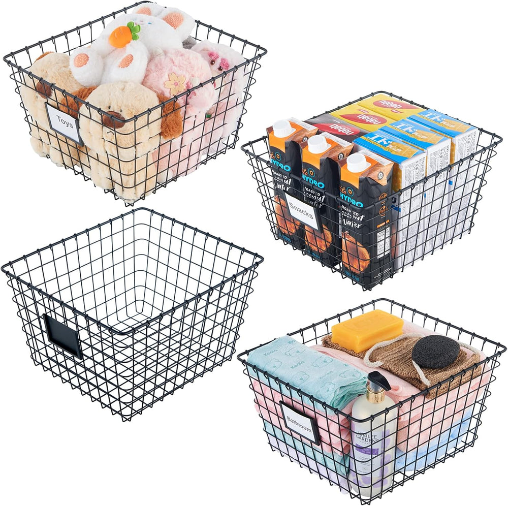 JUNCHU CHERRY 4 Pack【Extra Large】 Wire Handmade Storage Basket for Organizing...