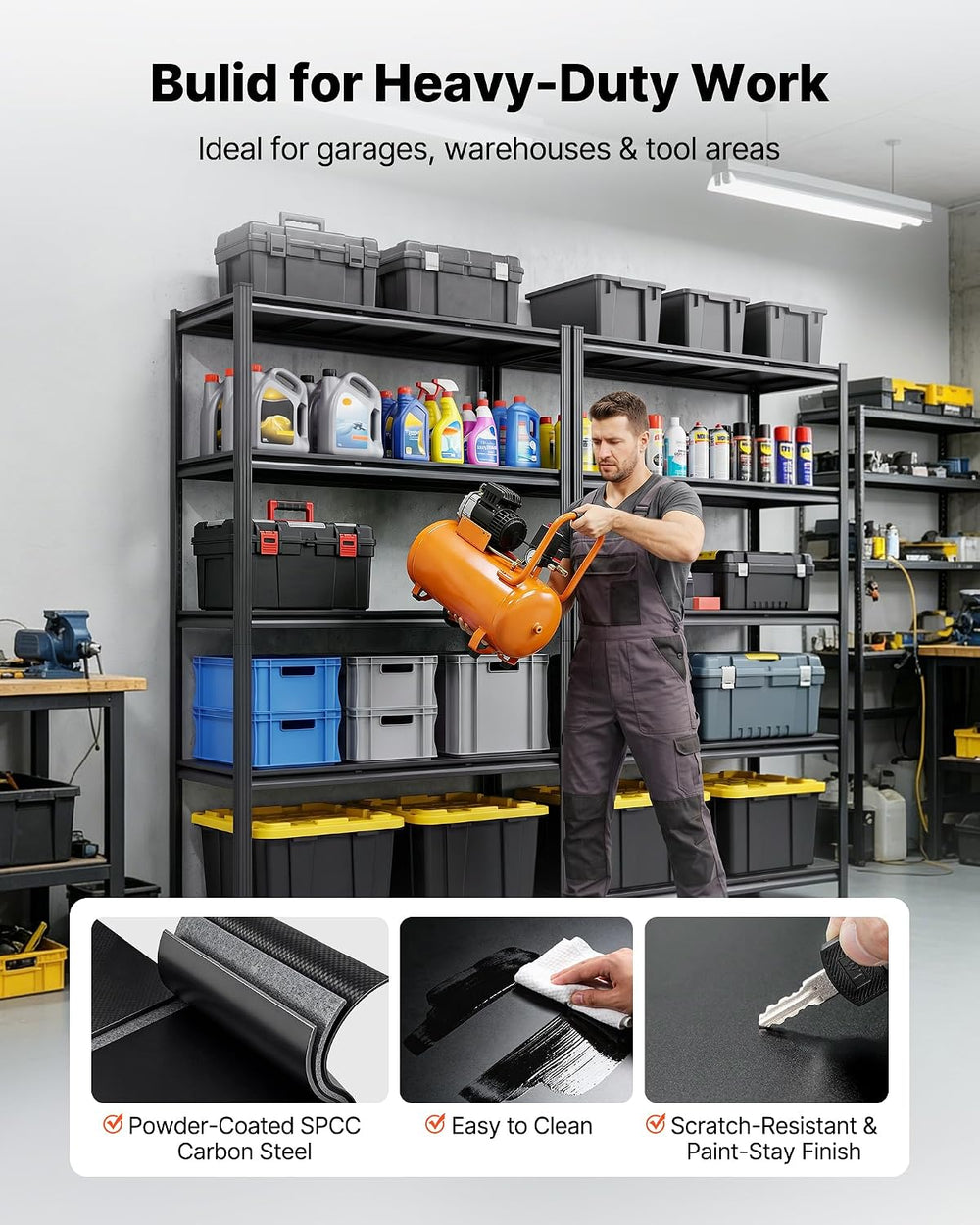 VEVOR Garage Shelving, 5-Tier Adjustable Storage Shelves, 3000 lbs Heavy Duty...