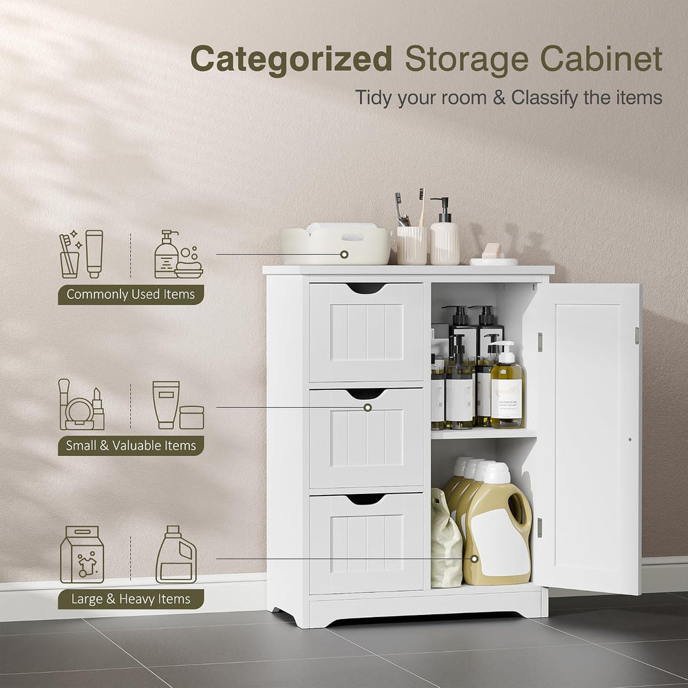 SUPER DEAL Bathroom Storage Cabinet with 3 Drawers and 1 Door, Entryway Home ...