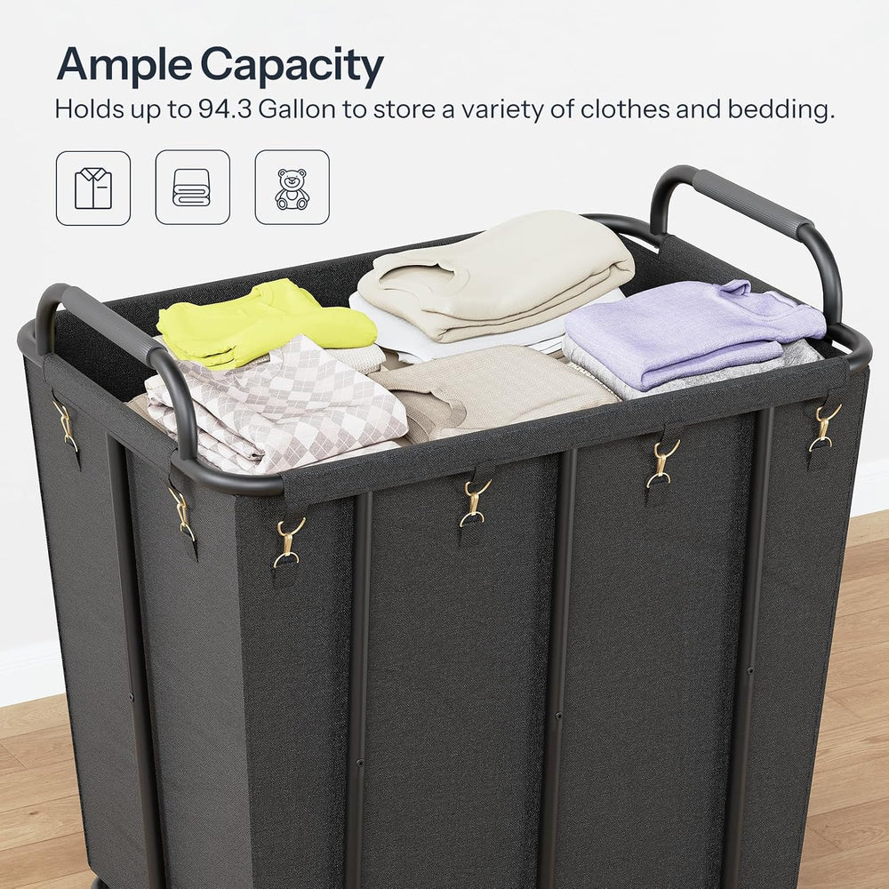 HOOBRO 106 Gal (400 L) Laundry Hamper with Lockable Wheels, Heavy Duty Rollin...