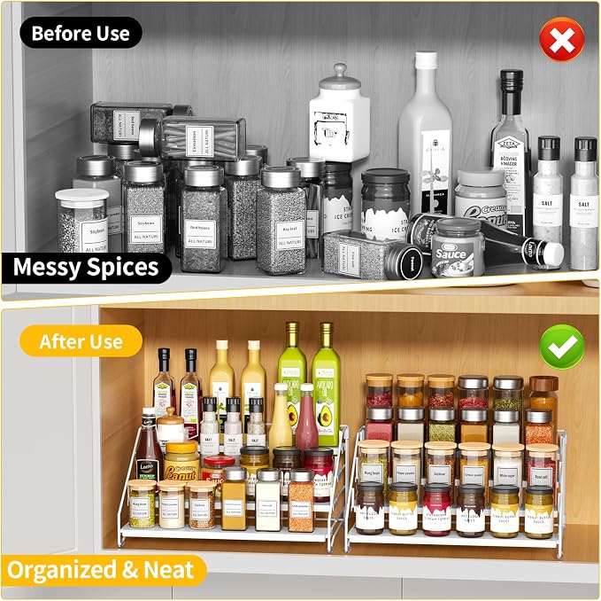RCHYFEED Spice Rack Organizer for Cabinet, 4 Tier Spice Organization for
