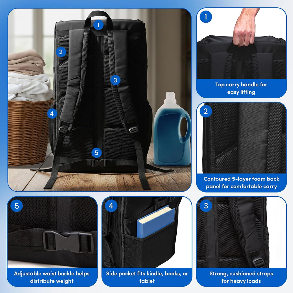 Otis 90L Extra Large Laundry Backpack Bag with Front-Load Access, Heavy Duty ...