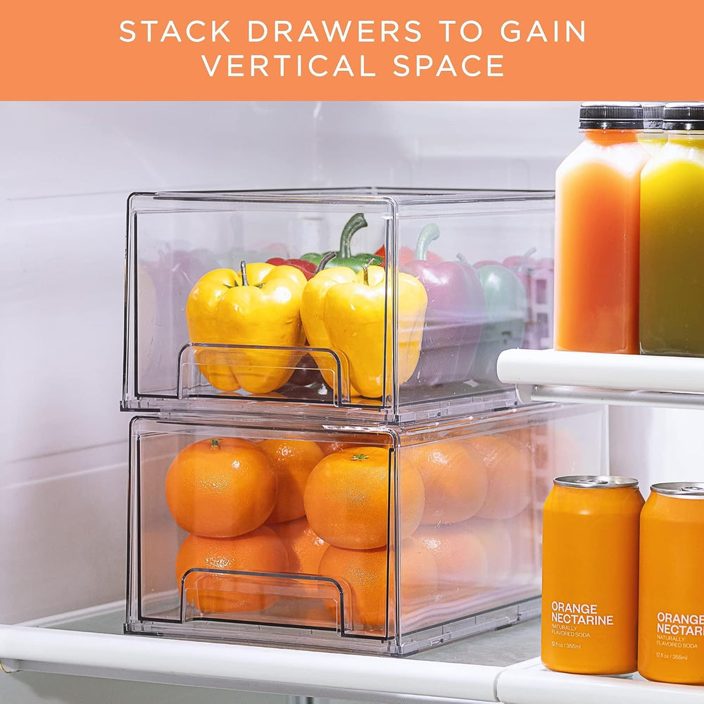 Sorbus Clear Storage Drawers for Refrigerator (Wide + Narrow Deep, 6 Pack)