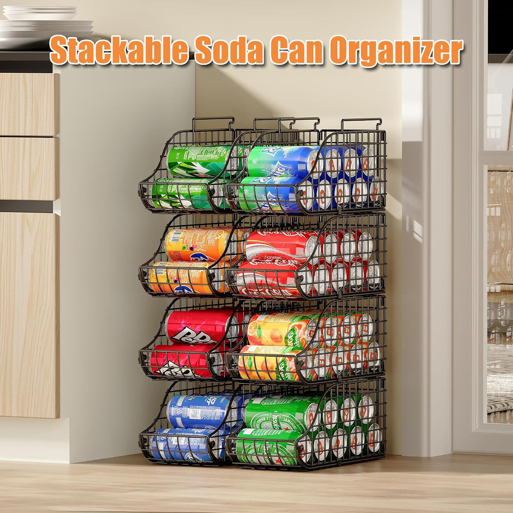 6 Pack Stackable Can Organizer for Pantry Cabinet Food Storage