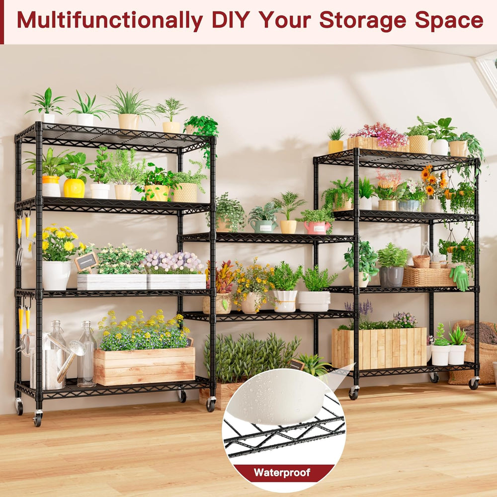 PrimeZone 36"W x 16"D x 79"H Wire Shelving with Wheels, 5-tier...
