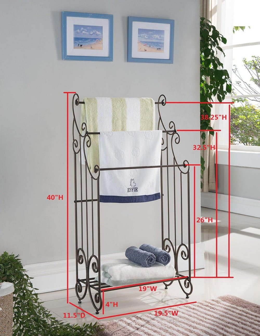 KB Designs - Freestanding 3 Tier Metal Towel Rack Stand, Clothes Drying Rack ...