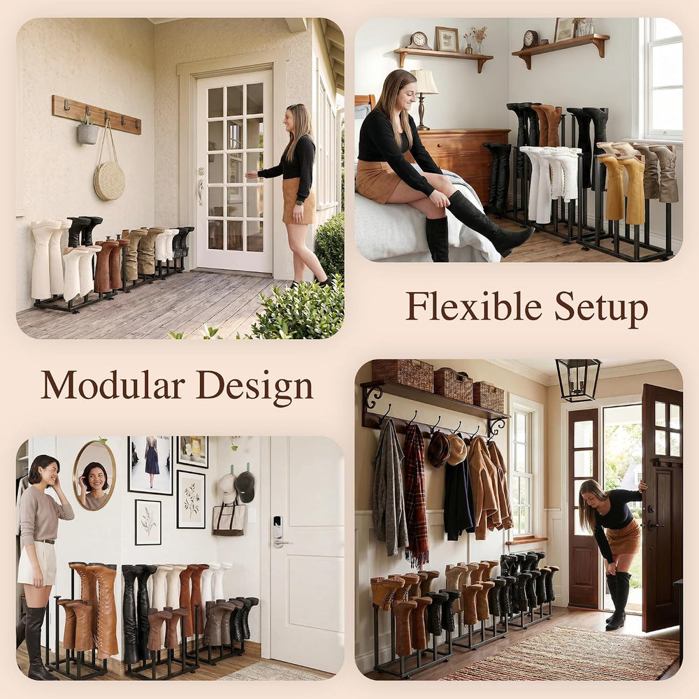 Boot Storage Organizer,Metal Free Standing Boot Rack,12 Pairs,Black
